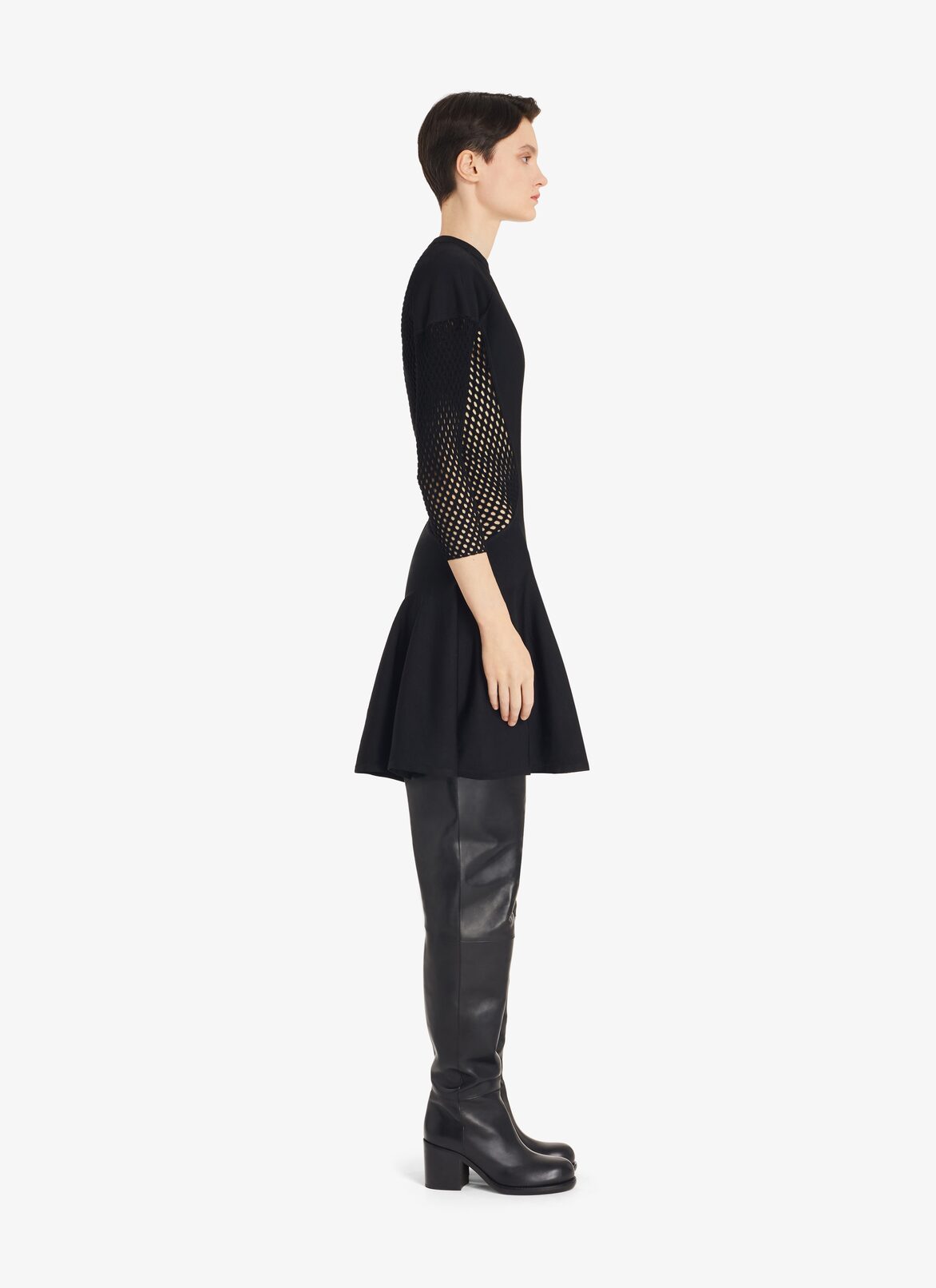 Bi-material Black Dress ALAÏA BLACK BI-MATERIAL BLACK DRESS